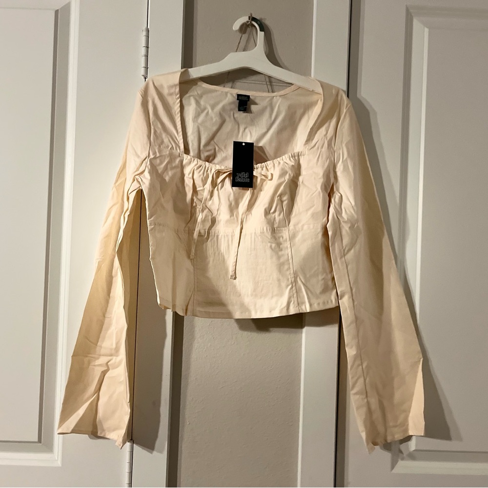 Wild Fable Cream Long Sleeve Blouse